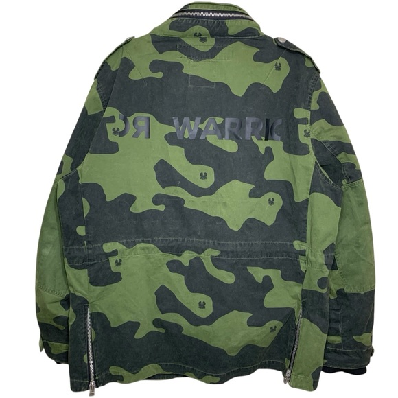 Warriors Camo Military Utility Jacket Green Black Hooded Dara Trooper L Oversize - Picture 3 of 16